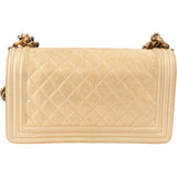 Chanel Quilted Golden Calfskin Boy Single Flap Crossbody Bag