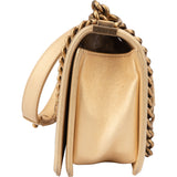Chanel Quilted Golden Calfskin Boy Single Flap Crossbody Bag