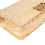 Chanel Quilted Golden Calfskin Boy Single Flap Crossbody Bag