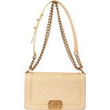 Chanel Quilted Golden Calfskin Boy Single Flap Crossbody Bag