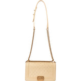 Chanel Quilted Golden Calfskin Boy Single Flap Crossbody Bag