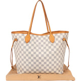 Louis Vuitton Damier Azur Monogram Neverfull MM Shopper Handbag