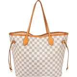 Louis Vuitton Damier Azur Monogram Neverfull MM Shopper Handbag