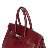 Hermès Bordeaux Fjord Leather Platin Birkin 35 Handbag