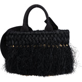 Prada Black Fringed Raffia Basket Handbag