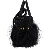 Prada Black Fringed Raffia Basket Handbag