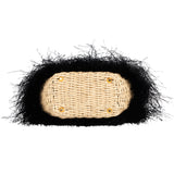 Prada Black Fringed Raffia Basket Handbag