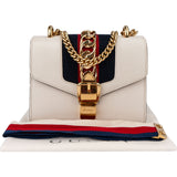 Gucci White Leather Sylvie Crossbody Bag