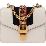 Gucci White Leather Sylvie Crossbody Bag
