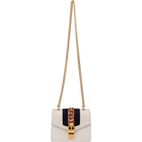Gucci White Leather Sylvie Crossbody Bag