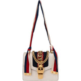 Gucci White Leather Sylvie Crossbody Bag