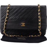 Chanel Quilted Chevron Lambskin 24K Gold Single Flap Shoulder Bag