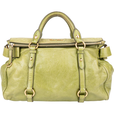 Miu Miu Green Leather City Handbag