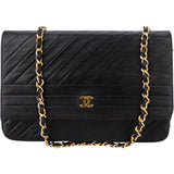 Chanel Quilted Chevron Lambskin 24K Gold Single Flap Shoulder Bag