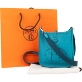 Hermès Bleu Taurillon Clemence Evelyne 16 Crossbody Bag