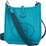 Hermès Bleu Taurillon Clemence Evelyne 16 Crossbody Bag