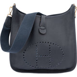 Hermès Bleu Clemence Leather Evelyne GM Crossbody Bag