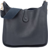 Hermès Bleu Clemence Leather Evelyne GM Crossbody Bag