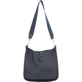 Hermès Bleu Clemence Leather Evelyne GM Crossbody Bag