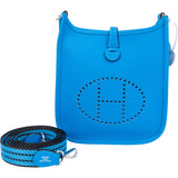 Hermès Bleu Hydra Clemence Evelyne 16 Crossbody Bag
