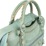 Balenciaga Blue Perforated Leather City Handbag