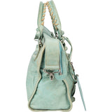 Balenciaga Blue Perforated Leather City Handbag