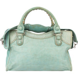 Balenciaga Blue Perforated Leather City Handbag