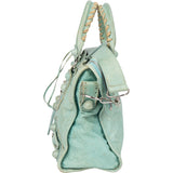 Balenciaga Blue Perforated Leather City Handbag