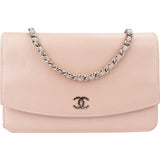 Chanel Pink Caviar Leather Wallet On Chain Crossbody Bag