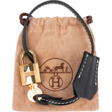 Hermès Black Swift Leather Clochette + Golden Padlock Schloss