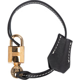 Hermès Black Swift Leather Clochette + Golden Padlock Schloss