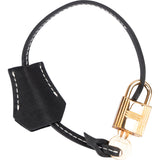 Hermès Black Swift Leather Clochette + Golden Padlock Schloss