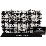 Chanel Bicolor Tweed Palladium Medium Double Flap Crossbody Bag