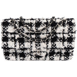 Chanel Bicolor Tweed Palladium Medium Double Flap Crossbody Bag
