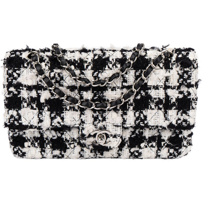 Chanel Bicolor Tweed Palladium Medium Double Flap Crossbody Bag