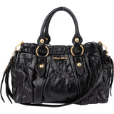 Miu Miu Black Leather City Handbag