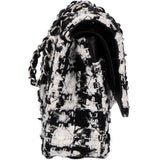 Chanel Bicolor Tweed Palladium Medium Double Flap Crossbody Bag