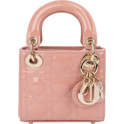 Christian Dior Quilted Patent Leather Micro Lady Dior Handbag - vintageandkickz