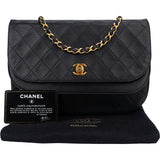 Chanel Quilted Lambskin 24K Gold Halfmoon Double Flap Shoulder Bag