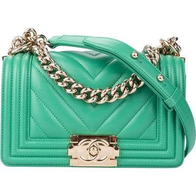 Chanel Chevron Lambskin Boy Single Flap Crossbody Bag - vintageandkickz