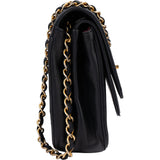 Chanel Quilted Lambskin 24K Gold Halfmoon Double Flap Shoulder Bag