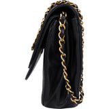 Chanel Quilted Lambskin 24K Gold Halfmoon Double Flap Shoulder Bag