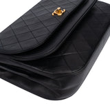 Chanel Quilted Lambskin 24K Gold Halfmoon Double Flap Shoulder Bag