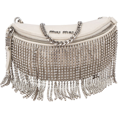 Miu Miu Leather Crystal Fringe Crossbody Bag