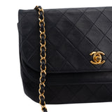 Chanel Quilted Lambskin 24K Gold Halfmoon Double Flap Shoulder Bag