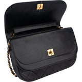 Chanel Quilted Lambskin 24K Gold Halfmoon Double Flap Shoulder Bag