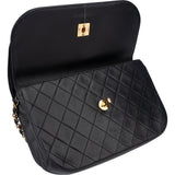 Chanel Quilted Lambskin 24K Gold Halfmoon Double Flap Shoulder Bag