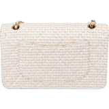 Chanel Quilted Tweed 24K Gold Medium Double Flap Crossbody Bag