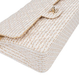Chanel Quilted Tweed 24K Gold Medium Double Flap Crossbody Bag