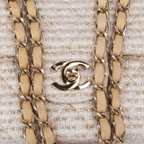 Chanel Quilted Tweed 24K Gold Medium Double Flap Crossbody Bag